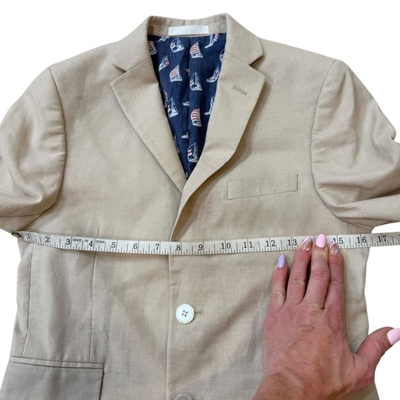 Lauren Ralph Lauren Boys Classic Suit Jacket Blazer Khaki crème tan linen 12R - Picture 4 of 12